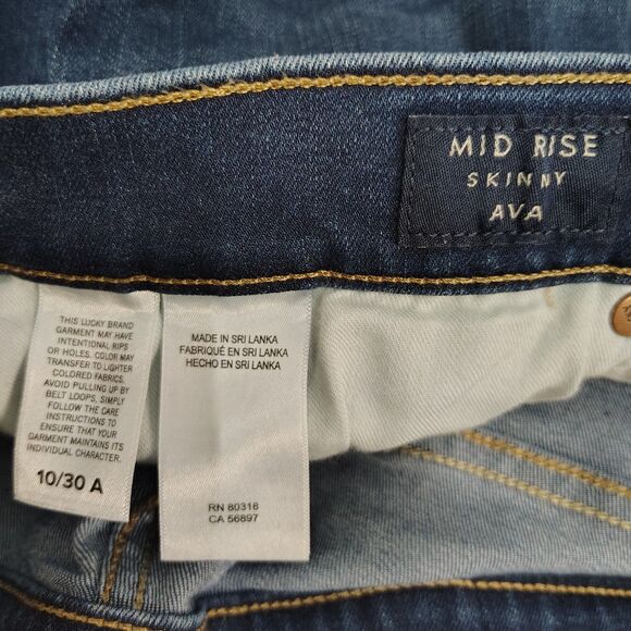 LUCKY BRAND Ava Mid-Rise Skinny Ankle Jeans Sz 10 / 30 Stretch Dark Wash Jeans - Picture 5 of 6
